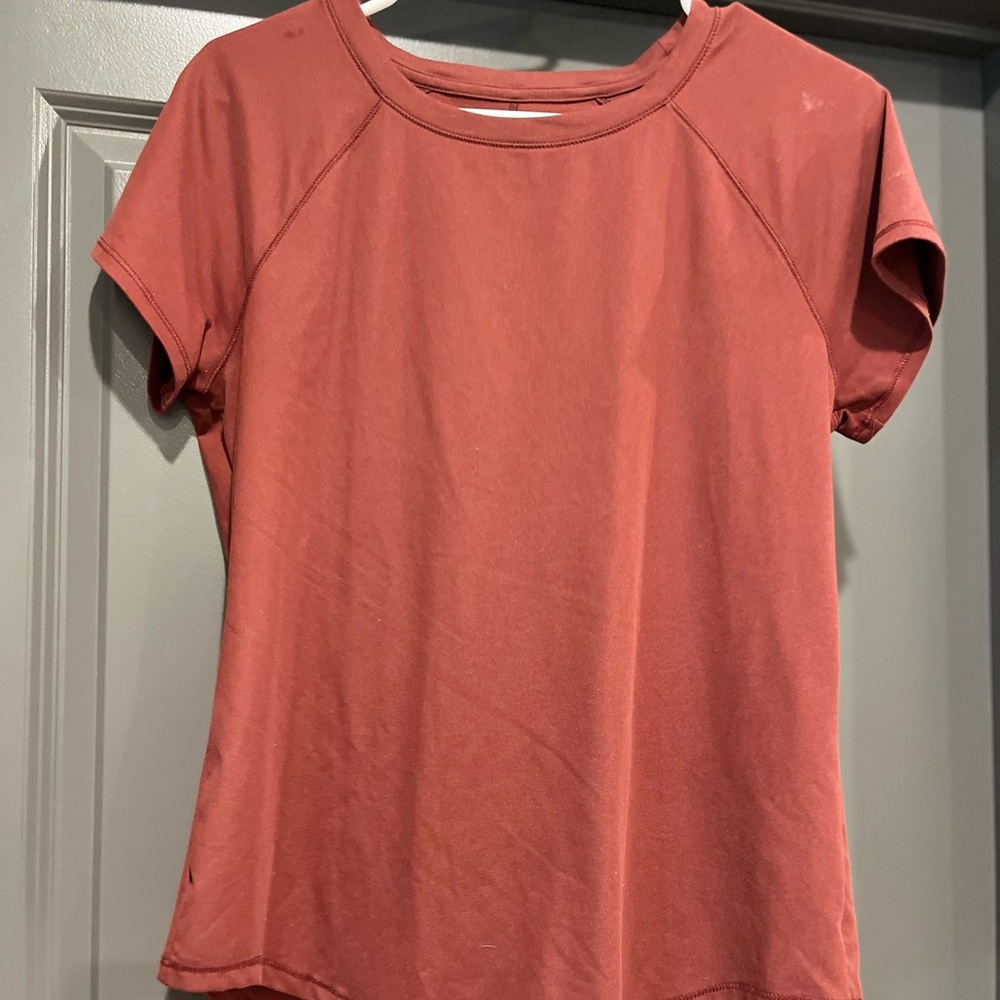 Women's Red Short Sleeve Athletic Top